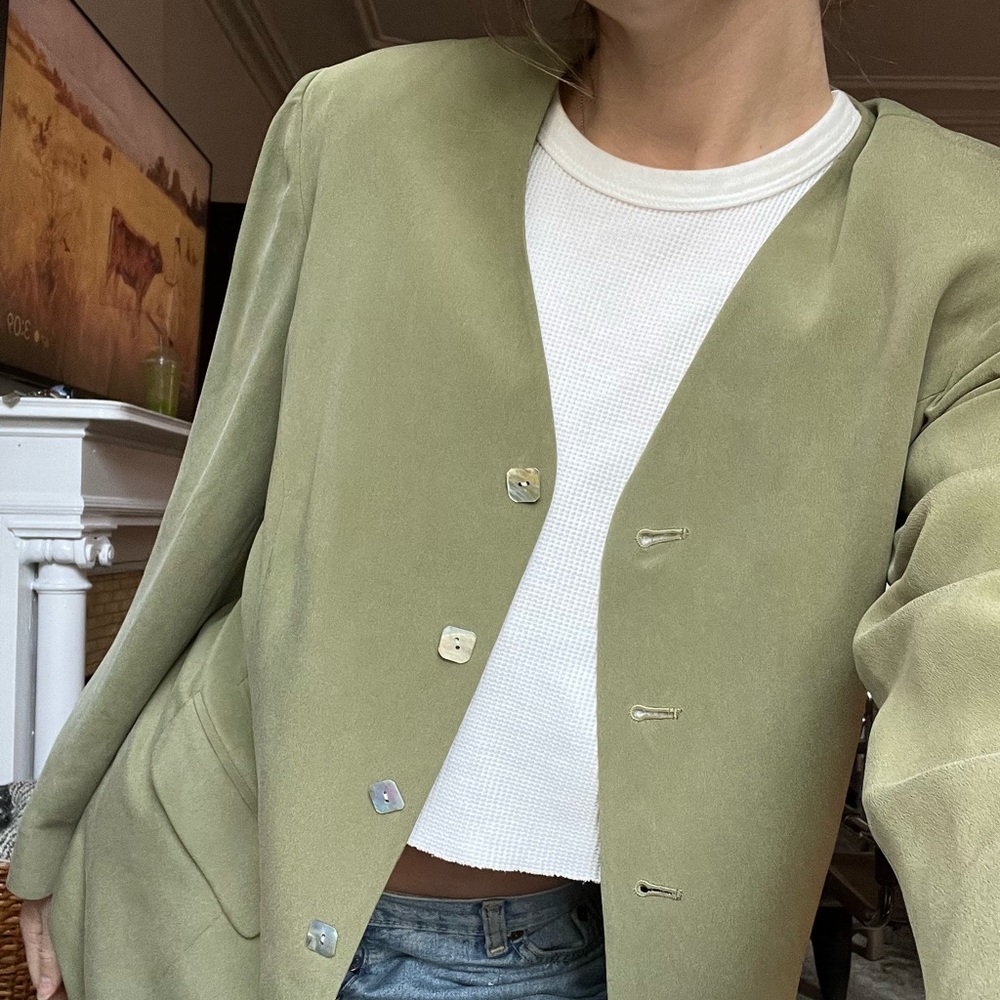 Olive Green Vintage Silk Jacket